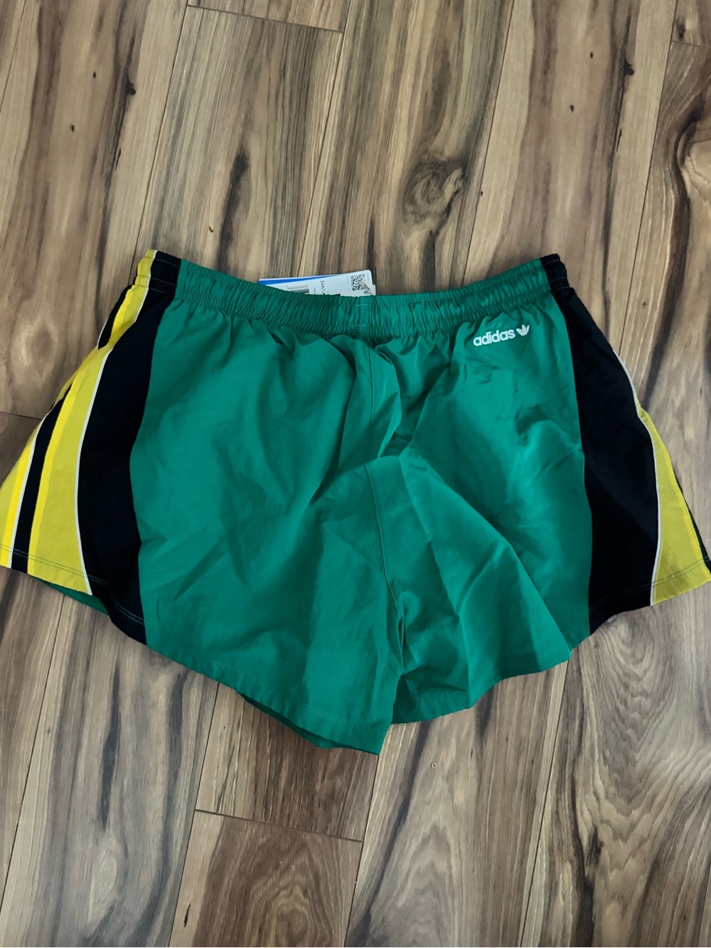 adidas Bold Green Santiago Athletic Shorts with Black Trim - Picture 2 of 4